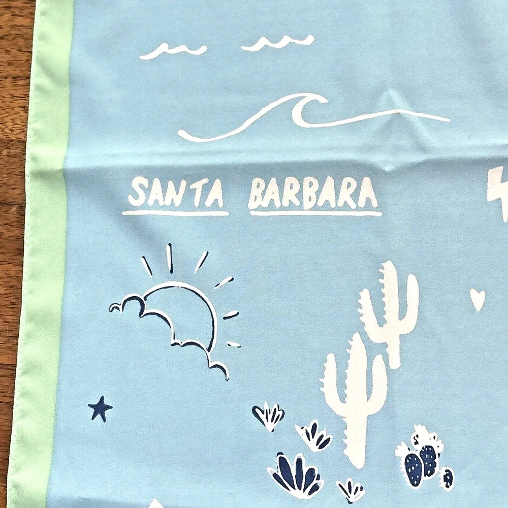 BCBG Generation Sky Blue Mint Green California Silky Feel Preppy Square Scarf